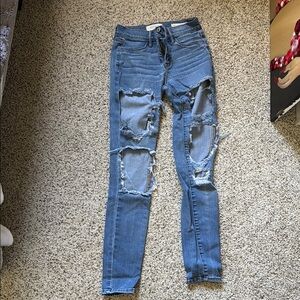 Distressed Blue Jeans